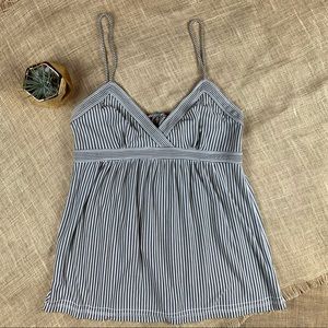 American Eagle Tank Top Medium Green White Stripe